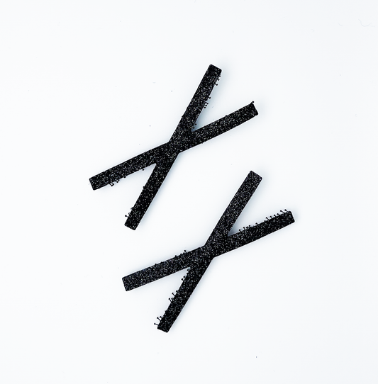 KAMIPITA Glitter Plain Cross(X) 2pieces,Glittery material sparkling cutely) Stick-on Hair Accessories