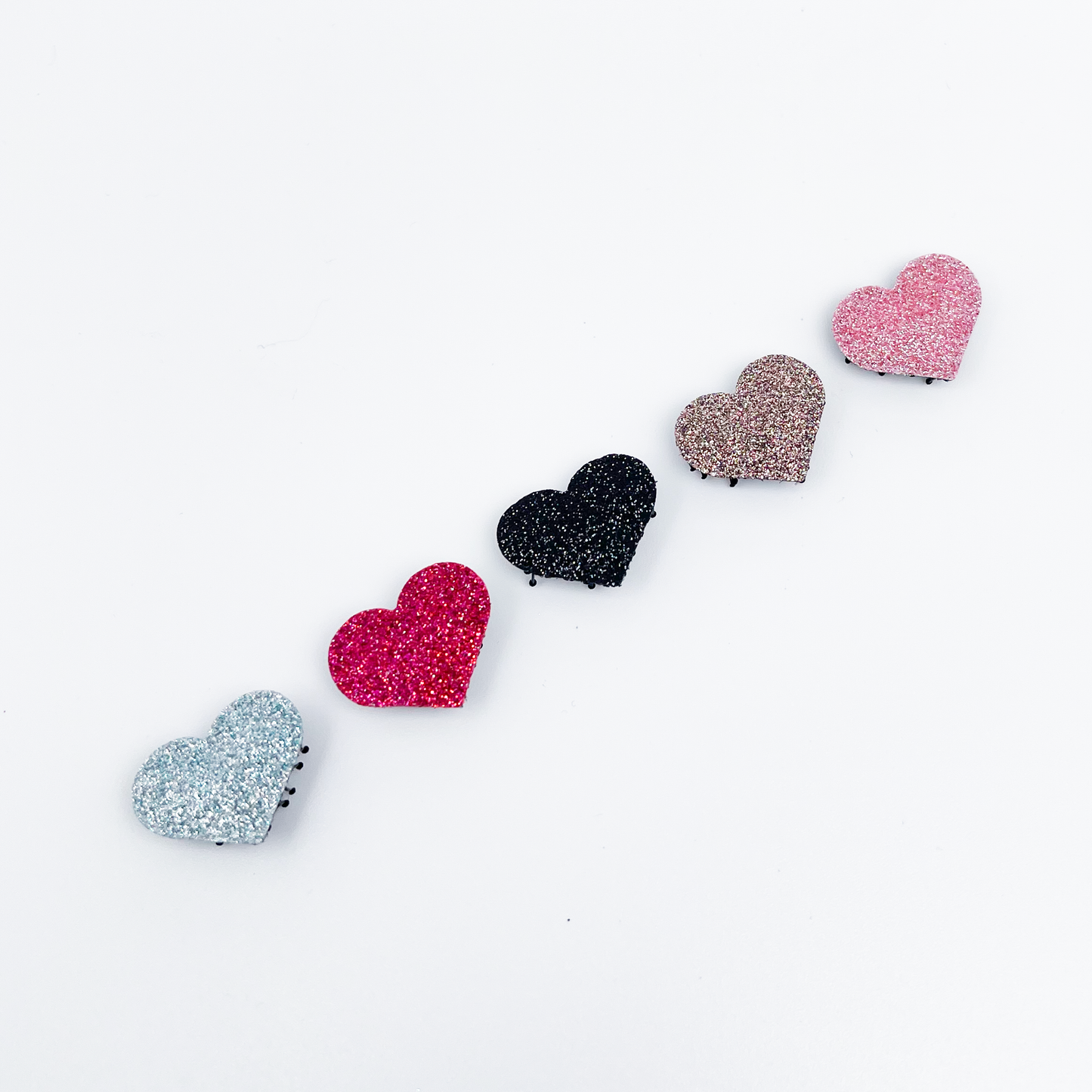 Kamipita Glitter super mini heart  0.78inches　hair ties, hairpins,ribbon hair clip,hair ribbon,accessories,hair barrettes,hair ties,gl,Hairclip (5 Ultra Mini Heart )