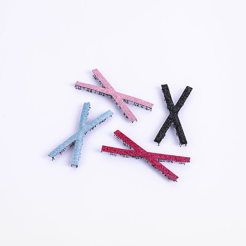 KAMIPITA Glitter Pattern Cross(X) 2pieces,Glittery material sparkling cutely) Stick-on Hair Accessories